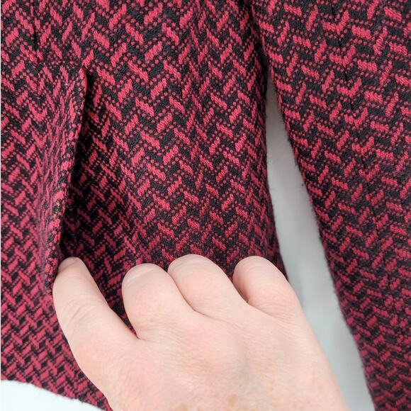 JM Collection Vintage Pink Black Herringbone Coquette 2 Button Jacket - Picture 10 of 14